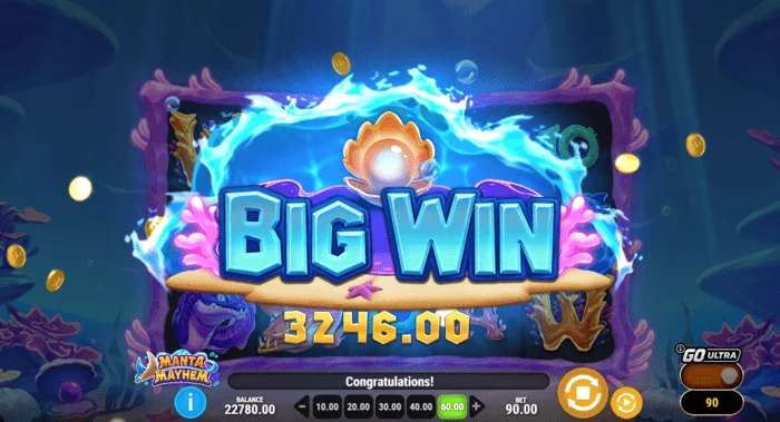 Manta Mayhem - kemenangan besar Free Spins dengan pengali x10